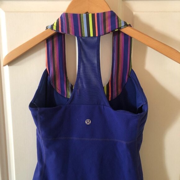 Womens Lululemon Scoop Neck Tank Royal Blue and Stripes Size 4 - Picture 7 of 11